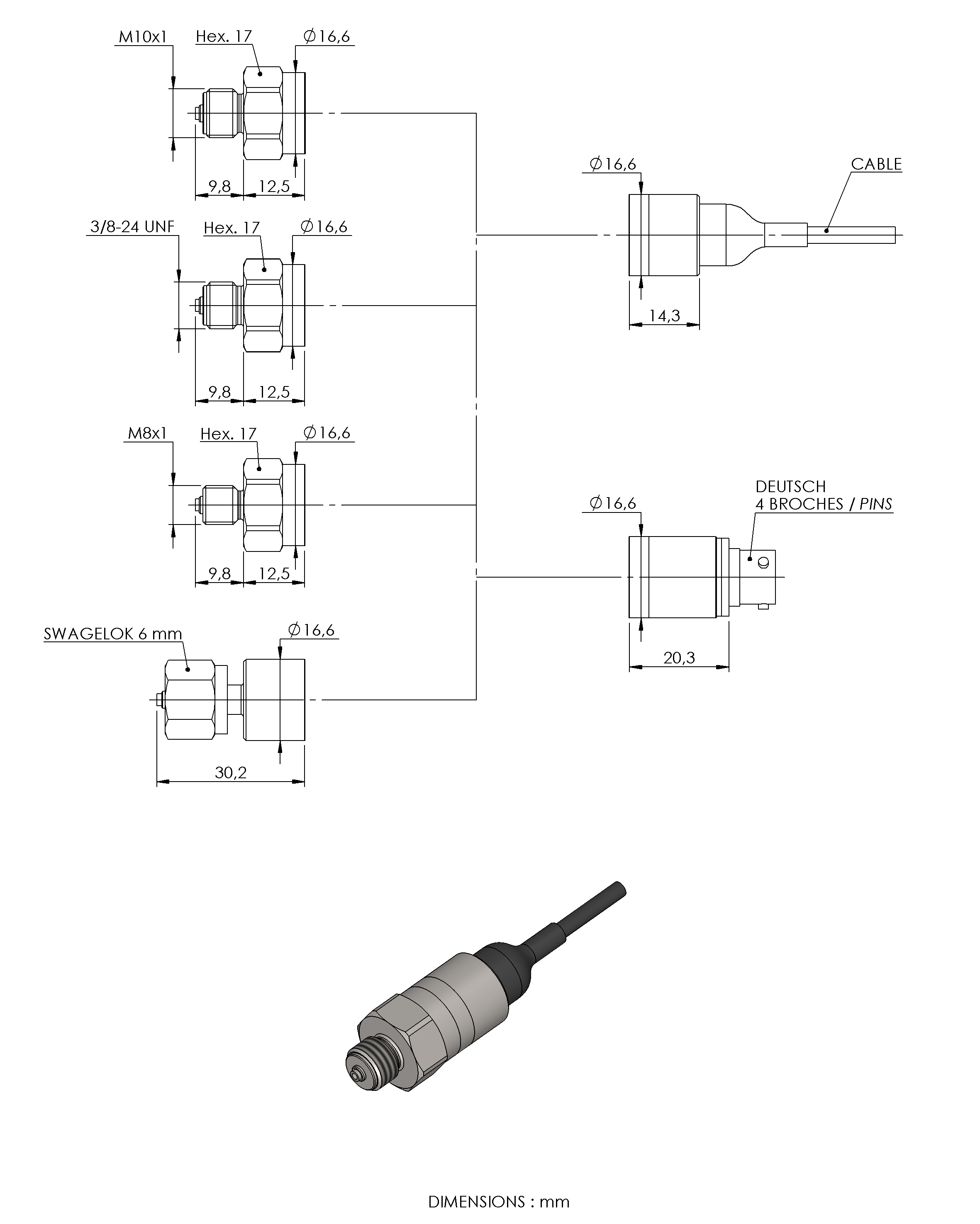 PHT160 EFE High Temperature Miniature Pressure | Absolute Gauge ...